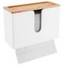 Bamboo Paper Towel Dispenser with Removable Top Tray for Bathroom and Kitchen - Wall Mount and Countertop Multifold Paper Towel, C-Fold, Zfold, Tri fold Hand Towel Holder Commercial (White)