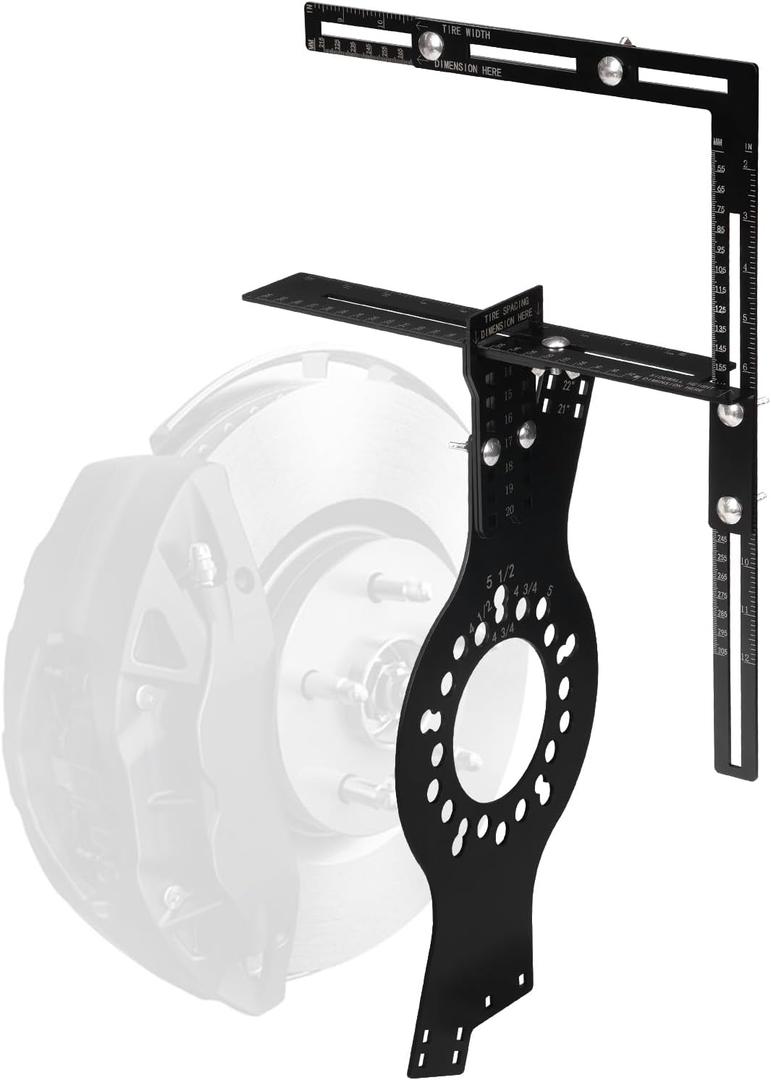 Wheel Fitment Tool, Offset Measuring Mockup Tool, 5 Lug Wheel Simulator for Fits 14-22" Rims, 8-14" Tire Widths, 2.5-11.5" Sidewalls, 3-12" Clearance