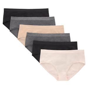 Hanes Tween Girls Underwear, Seamless Girls Panties, Boyshort & Hipster, Assorted Colors, 6-Pack (X-Large, Ivory/Beige/Grey/Black - 6 Pack)