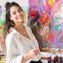 36 Colors Acrylic Paint Set, Yeeart Acrylic Paint, 2oz Bottles, Rich Pigmented Canvas Paint with Extra Metallic Color, Professional Craft Paint Kit, Premium Non-toxic Paints for Artists, Acrylic Paint Set for Adults, Art Supplies for Canvas Painting Rocks Wood Ceramic Model with 10 Brushes & Palette