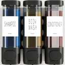 VITVITI Shampoo and Conditioner Dispenser for Shower Wall, Shower Soap Dispenser 3 Chamber No Drill Wall Mounted, 10.2 OZ Plastic Refillable Shower/Body Wash Bottles for Bathroom (Black)