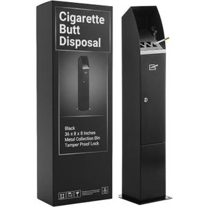 Houseables Cigarette Butt Disposal Outdoor, Cigarette Disposal Outdoor, Standing Ashtray, Butt Can for Outside, Commercial Smoking Receptacles, Smokers Outpost, Outside Ashtrays, Container Lock, 36H, One Size