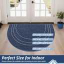 BEQHAUSE Dirt Trapper Door Mat 17" x 30" Half Circle Non Slip Washable Doormats Entrance Rugs Absorbent Welcome Low Profile Floor Mats for Front Back Door and Entryway, Blue