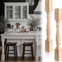 2 Pcs Unfinished Kitchen Island Legs Farmhouse Solid Wood Table Legs Rubberwood Replacement Raised Panel Cabinet Column (35.4" H X 3.7" W X 3.7" D, Elegant Style)