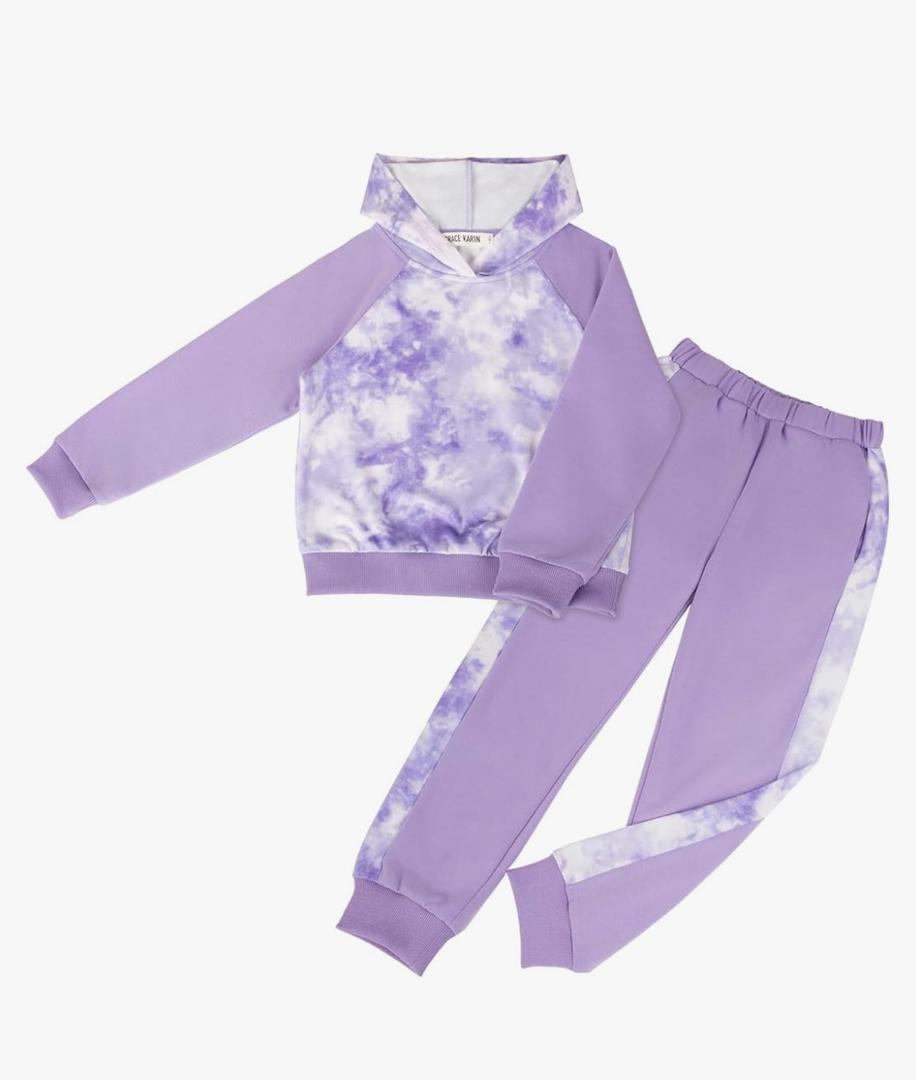 GRACE KARIN Girls 2 Piece Pant Sets Girl Long Sleeve Hooded Sweatshirt Clothes Set Kids Sweatpants Outfits, Size 6-14