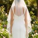 HEREAD Bride Wedding Veil Short Fingertip Length White 1 Tier Bridal Tulle Veils with Comb for Women