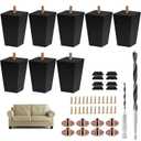 Sofa Legs Square Bed Feet 3 inch Wood Replacement Leg for Furniture Set of 8,Black (3”, 8set)
