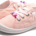 FUNKYMONKEY Girls Canvas Sneakers Lace up Lightweight Casual School Shoes for Toddler/Little Kids (Pink)