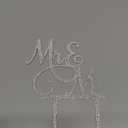 Mr and Mrs Cake Topper Decoration For Bride and Groom Sign Wedding/Engagement , Silver Glitter Acrylic