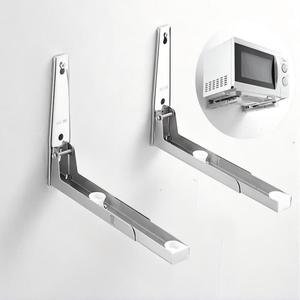 304 Stainless Steel microwave shelf wall mount,microwave mounting kit, Foldable, 8 x 8.5 inches, Set of 2 (Silvery)