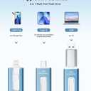 MFi Certified 256GB Flash Drive for iPhone, 3 in 1 Type-C USB Memory Stick Thumb Drive for Photos Videos Storage, High Speed External Memory Storage Photo Stick for iPhone iPad Android PC (Sky Blue)