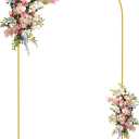 Asee'm 7.2FT Metal Arch Backdrop Stand Gold Arched Backdrop Frame for Wedding Party Ceremony Birthday Bridal Baby Shower Garden Floral Balloon Arch Decoration, 7.2x4FT