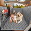 URPOWER Backseat Extender for Dogs - Hard Bottom Dog Car Seat Cover for Back Seat, Dog Hammock for Car and SUV, Pet Rear Seat Protector Dogs Travel Bed with Mesh Window & Side Flaps