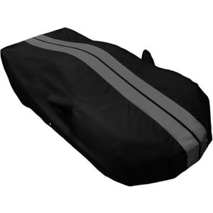 C8 Corvette Indoor/Outdoor Car Cover - Custom Fit Ultraguard Plus Water Resistant 300 Denier UV & Rain Protection - High End for 2020-2025 Stingray, Z51, Z06, E-Ray Corvettes (Black with Gray Stripes)
