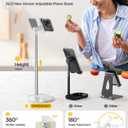DIMONCOAT Adjustable Aluminum Alloy Cell Phone Stand - White, Universal Compatibility with 4-7 inch Devices, 180 Flip & 360 Rotation