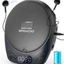 Portable CD Player with Headphones, Rechargeable Discman CD Player for Car & Home, Small CD Players Portable with 60s AntiSkip, Supports CD/MP3/WMA/TF Card/AUX, Backlit/Lock/Programmable/Timer