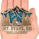 3 x Mount Evans Magnet, Carved Wood Decoration of Rocky Mountains, Colorado Souvenir Magnets, 3 Inches