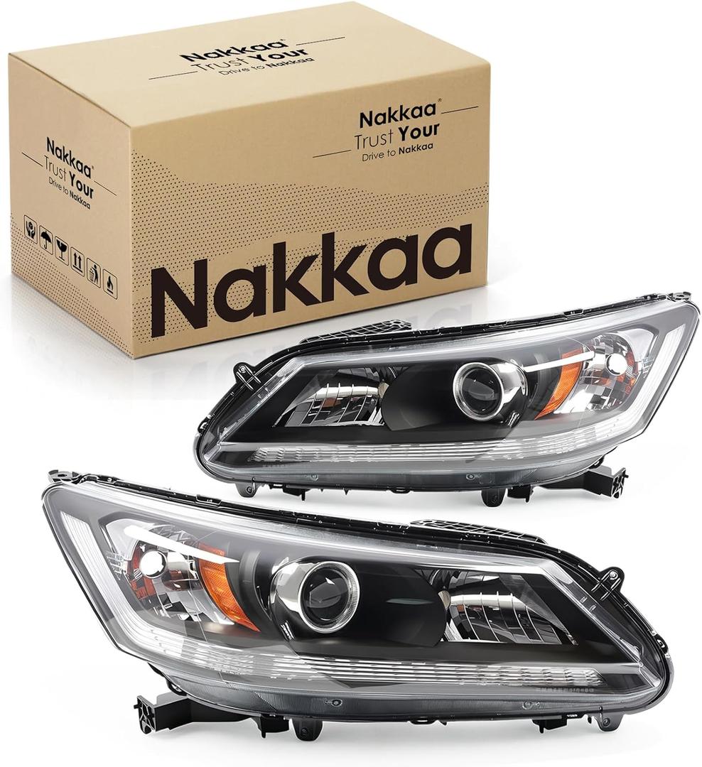 Nakkaa Halogen Headlight Compatible with Accord 2013-2015 Sedan W/O DRL W/O Bulb Left Right Headlamp Driver & Passenger Side 33150T2AA11 33150T2AA21 HO2502156 33100T2AA11 33100T2AA21 HO2503156