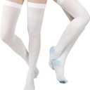 2 Pairs Anti Embolism Ted Hose Compression Stockings,15-20 Mmhg Thigh High Compression Socks,Post Surgery Support White Compression Sock for Women & Men (White, XXL)