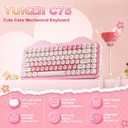 YUNZII C75 Wireless Mechanical Keyboard,75% Layout, Hot-Swappable NKRO,BT5.0/2.4G/USB-C Mode,Dye-Sub PBT MOA Keycaps,RGB Gasket Mount,Cute Cake Design for Mac/Win/Gaming (Pink, Milk V2 Switch)