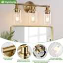 Zarbitta 3-Light Bathroom Light Fixtures, Brushed Brass Bathroom Wall Lights with Clear Glass Shade, Modern Bathroom Wall Lamp for Mirror Kitchen Living Room Hallway Cabinet