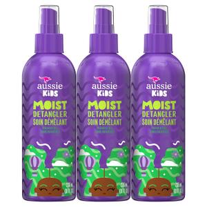 3 x Aussie Kids Moist Detangler Spray, Sulfate & Paraben Free, Moisturizing & Tangle-Free Hair Care for Kids, Cruelty-Free, 8 Fl Oz Each, 3 Pack