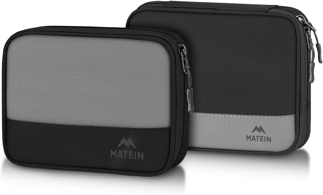 MATEIN Travel Electronics Organizer Case 2 Pack, Lightweight Cable Bag for Travel Essentials, Water Resistant Charger Organizer Case for Charging Cords, Earphones, Stylus Pens & Phone