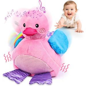 Esjay Baby Toys 6-12 18 Months, Crawling Musical Duck Plush Tummy Time Toy, Dancing Bouncing Recording Walking Sensory Toys for 6 Month+ Old Infants, Gifts for 1 2 3 Year Old Girls Toddlers