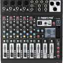 Professional 6-Channel Audio Mixer, Phenyx Pro DJ Sound Mixer Board w/Flexible AUX, BUS, SUB Routing, 16 DSP, BT Streaming & USB-B PC Recording, Mixing Console for Stage, Home Studio (PTL-600)
