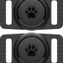 for Airtag Dog Collar Holder 2 Pack,Waterproof Dog Collar Holder for Apple AirTag(Gen 1 & 2),Silicone Air Tags Case for Dog Collars(Black)