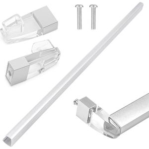 Glass Shower Door Towel Bar 25" Bright Chrome Compatible with Alumax Basco Sliding Shower Door Handle Replacement with Silver Transparent Brackets,Fits Framed Shower/Tub Enclosure Doors Up to 26" Wide