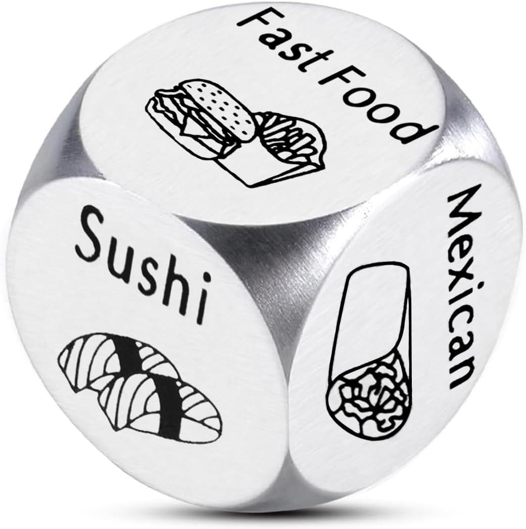 ONFAON Stocking Stuffers Food Decision Dice Decider for Couple,Valentines Day Gifts for Him Her Wedding Anniversary Steel Date Night Gifts for Husband Wife,Christmas Valentines Birthday for Women Men