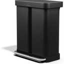 simplehuman 58L Liner Rim Rectangular Recycler, 24L+ 34L, Matte Black