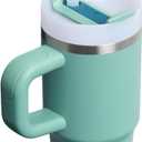 STANLEY Quencher H2.0 Tumbler with Handle and Straw 14 oz | Flowstate 3-Position Lid | Cup Holder Compatible for Travel | Insulated Stainless Steel Cup | BPA-Free | Spring Green