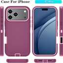 3 x Compatible with iPhone 17 Pro Case with HD Screen Protector, Heavy Duty Shockproof & DustProof & Dropproof 3-Layer Cover for iPhone 17 Pro Case,WineRedPink