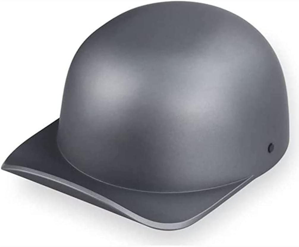 Baseball Cap Modeling Helmet-Silver Retro Motorcycle Half Face Helmet Urban Commute Cycling ECE/DOT Certified Helmets for Unisex Adults,Jet Pilot Bobber ATV Cruiser Skateboard Helmet (Matte)