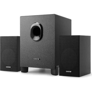 OROW S211 New USB-Powered 2.1 Multimedia Speakers System with Subwoofer,16W Computer Speakers,Strong Bass,3.5mm Audio Inputs,Great for PC/PS4/TV (Wooden)