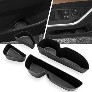 auovo Door Side Storage Tray Compatible with Toyota RAV4 2019-2025 Accessories Door Storage Insert Organizer Box Fit RAV4(TPE, Front+Rear Doors 4 PCS Set) (Black)