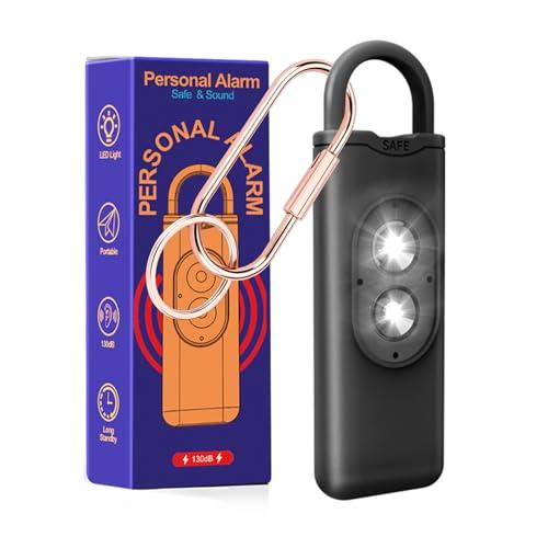 Halo-Siren Alarm, HaloSiren Personal Safety Alarm - Travel Safe Alarm with 130db Loud and LED Strobe Light, Safety Keychain Compatible with Bags, Keys, Backpacks (Black)