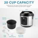 Aroma Housewares Professional Plus ARC-5000SB 20 Cup (Cooked) Digital Rice Cooker, Food Steamer, Slow Cooker, Stainless Exterior/Nonstick Pot, Silver, Black, 10-cup uncooked/20-cup cooked/4QT