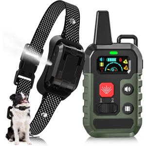 Citronella Training Collar for Dog [No Refill Spray] with 6 Adjustable Sensitivities & Beep/Vibration/Spray 4 Mode Bark Collar, IPX7 Waterproof Safer Citronella Bark Collar for L/M/S Dogs (Green)