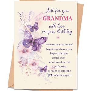 4 x Grandma Birthday Card, Birthday Gift for Grandma, 5.3 x 8 inches