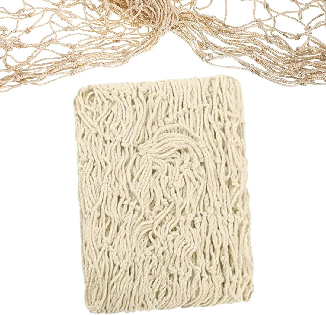 Natural Fishing Net Dcor 79 Inch Beach Theme Decor for Party Home Bedroom Wall Hanging Fish Net Decorations (Beige-No Shells)