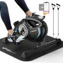 Under Desk Bike Pedal Exerciser, Quiet Magnetic Mini Exercise Bike with MERACH App for Arm, Leg Recovery, Physical Therapy, Smooth Foot Desk Cycle with 2 Resistance Bands & Non-Slip Mat (BLACK)