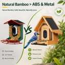 Bamboo Bird Feeder with Camera, 2K HD, Built-in Solar Powered, 2.4GHz Wi-Fi, Night Vision, Motion Alerts, Live View, Local Storage, AI Bird ID for 10,000+ Species, Family Sharing