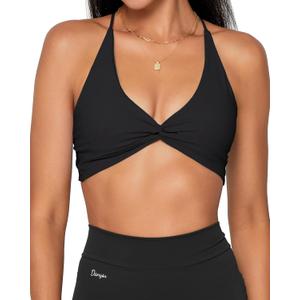 Danysu Backless Sports Bra Soft Workout Tops with Removable Padded Yoga Training Bras Strappy Going Out Top, Bl (XS)