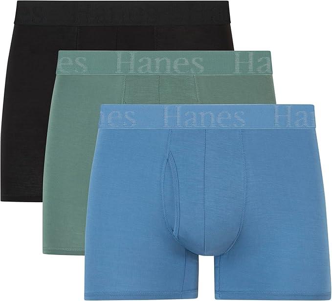 Hanes Men's Supersoft Underwear, Viscose from Bamboo, Trunks and Boxer Briefs
 M 3 Pack