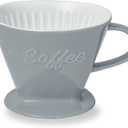 Creano XXL Porcelain Coffee Dripper Stone Grey - Ceramic Cone Brewer - Pour Over Coffee Maker - Filter Size 4 - huge and heavy quality 800gr/28oz - 6 Colours availeble (Gray)