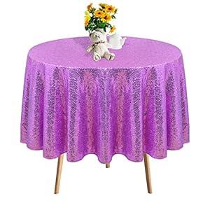 DUOBAO 50 Inch Small Round Tablecloth Lavender Sequin Tablecloths for Round Table Glitter Table-Cloth Overlay Fitted Tablecloth Round for Wedding Christmas Table Cloths