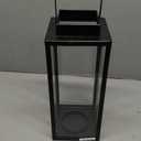 Stainless Steel Lantern 5.5 x 14 Inch Tall Metal Hanging Lanterns with Clear Glass Panels, Indoor & Outdoor Home Decor for Parties & Events - Black Finish